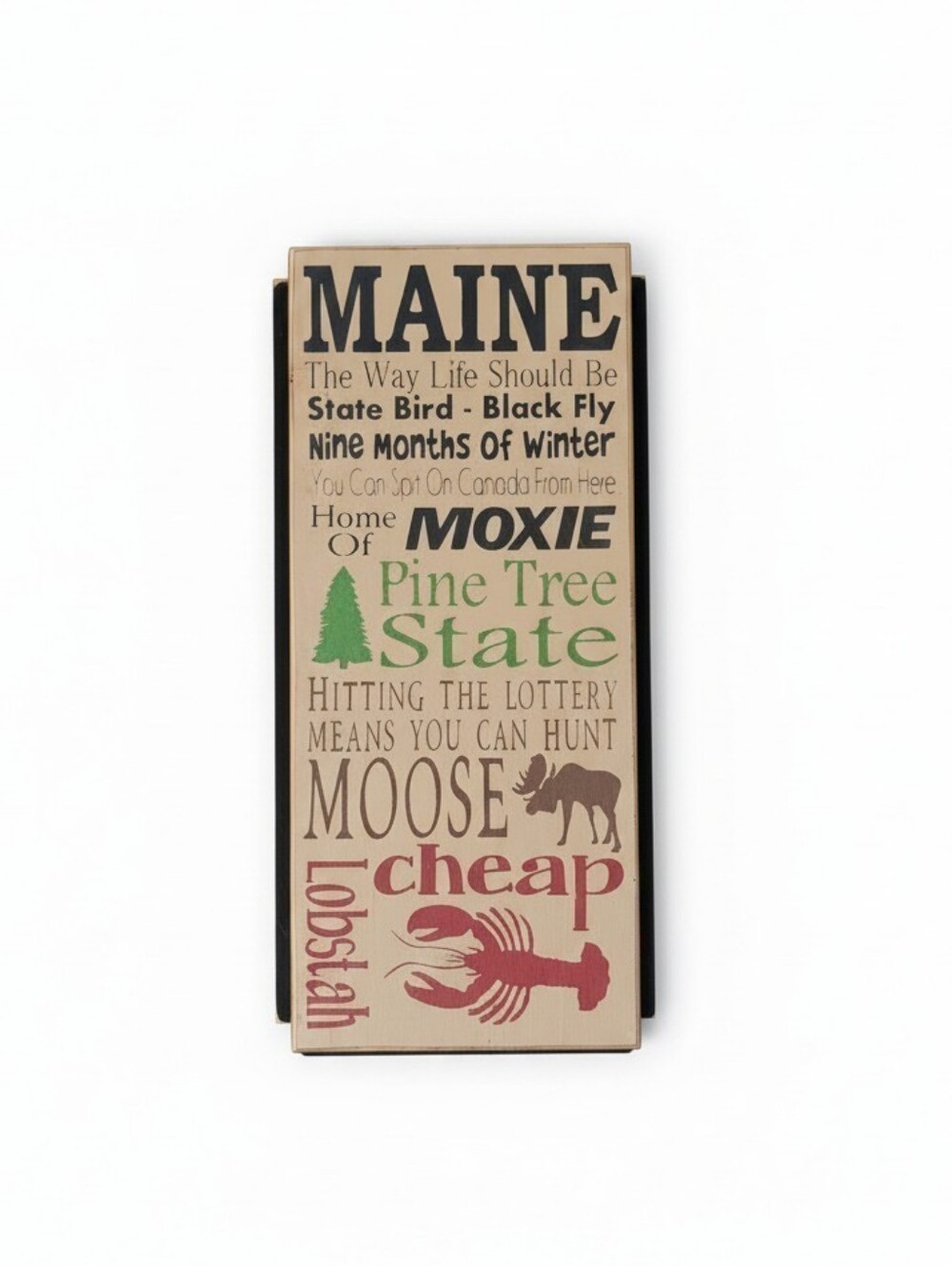 Maine Pine Tree State Word Art Wall Plaque - Multicolor